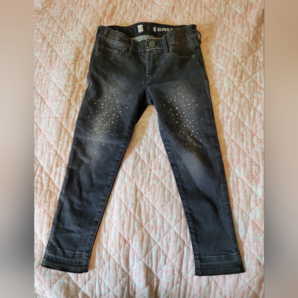 Gap Kids Distressed Black Skinny jeans size 6
